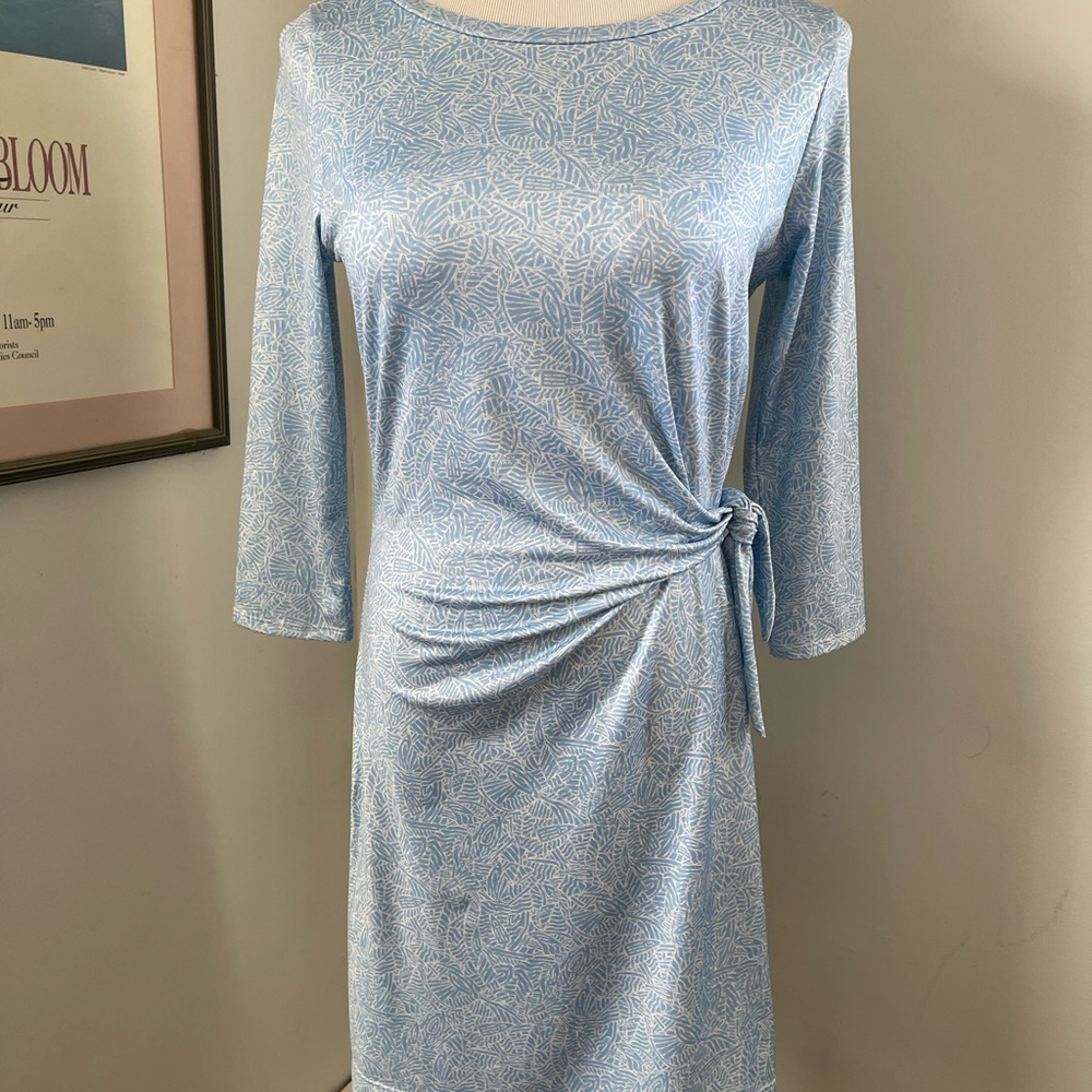 Vineyard Vines side tie dress printed sankaty jake blue size S